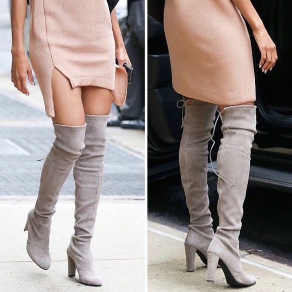 Stuart Weitzman Highland Over the Knee boots in Grey Seude Women’s Size 6 - Picture 6 of 15